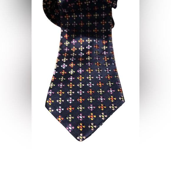 ALTEA Milano BLUE Silk HAND STITCHED ‘Flower Power’ Tie - see all photo’s - Picture 1 of 9